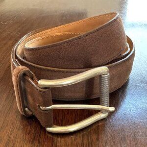 W. Kleinberg Brown Suede Belt Pewter Buckle Men's Size 42